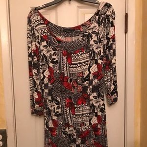 BCBG Maxazria Long Sleeve Fit Flare Knee Length